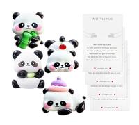 SGSCFG 4 Cartes Et 4 Petits Pandas, Mini Cadeaux De Panda, Ornements Animaux Mignons, Décorations De Cadeaux d'anniversaire.