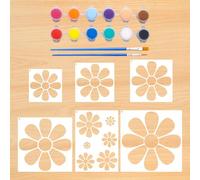 SGSCFG 6 Morceaux De Gabarit De Fleurs d'oie, 12 Pigments De Couleur Et 2 Morceaux De Pinceau, Coloriages Creux, Outils De Peinture, Articles De Bricolage.