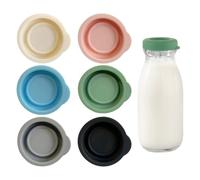 SGSCFG Bouchon De Bouteille De Lait en Verre en 6 Parties, Bonnet De Remplacement en Silicone, Bouchon De Bouteille Réutilisable, Bonnet De Boisson Scellée.