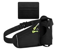 SGSCFG Sac À Taille Noire De 1 Morceau Et Sac De Carte 1 Morceau, Sac À Courroie De Fitness, Couvercle De Carte en Cuir PU, Accessoires De Voyage Quotidiens.