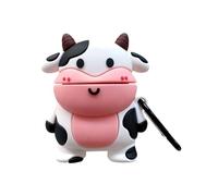 SGVAHY Coque pour AirPods 1 et 2 - Joli étui pour Airpod avec porte-clés - Vache amusante - Boîte de chargement sans fil - Mini coque de protection Kawaii en silicone souple pour filles et femmes