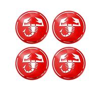 SGW Lot de 4 cache-moyeux autocollants en alliage d'aluminium Scorpion pour Fiat Abarth ABS Rouge et blanc 56 mm