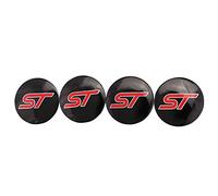 SGW Lot de 4 cache-moyeux autocollants noirs 56 mm en plastique ABS et aluminium