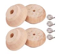sgxxkj123 Lot de 4 Pieds de Meubles en Bois Massif, Pattes de Armoire Rond, Remplacement Rehausseur de Bille en Bois de Lotus, pour Fauteuil Commode Canapé Table Basse (2cm/0.79in,Log Color)