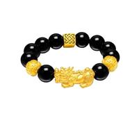 SGYEPOCFQ obsidian bracelet, Bracelet Pixiu en obsidienne unisexe, or 24 carats, AU999 - Symbole porte-bonheur, points forts, polyvalence haut de gamme(Colored)