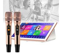 SgyGlyn Nouvelle Machine de karaoké, écran Tactile de 18,5 Pouces, télécommande et Application, Machine de karaoké Tout-en-Un, avec Micro sans Fil, pour soirée à Domicile,White-4TB