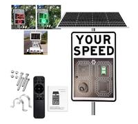 SgyGlyn Panneau de signalisation Radar 20" x 27" / 24" x 36", Panneau de signalisation Radar Solaire, Panneau de limitation de Vitesse à LED avec indicateur de Vitesse Radar White-24 x36