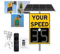 SgyGlyn Panneau de signalisation Radar 20" x 27" / 24" x 36", Panneau de signalisation Radar Solaire, Panneau de limitation de Vitesse à LED avec indicateur de Vitesse Radar Yellow-24 x36