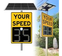 SgyGlyn Panneau de signalisation Radar à Del 20" x 27" / 24" x 36", Panneau de limitation de Vitesse à Radar Solaire avec Accessoires, Routes à Vitesse limitée Yellow-20 x27