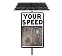 SgyGlyn Panneau de signalisation Radar, Panneau de limitation de Vitesse Solaire avec Affichage LED pour autoroutes, 51 x 69 cm / 61 x 91 cm White-24 x36