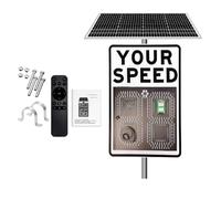 SgyGlyn Panneau de signalisation Radar Solaire avec Affichage de la limitation de Vitesse, Panneau de détection de Vitesse Radar numérique en Aluminium White-20 x27