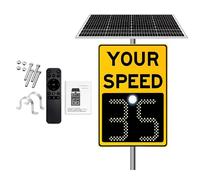 SgyGlyn Panneau de signalisation Radar Solaire avec Affichage de la limitation de Vitesse, Panneau de détection de Vitesse Radar numérique en Aluminium Yellow-20 x27