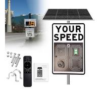 SgyGlyn Panneau de signalisation Radar Solaire, Panneau de détection de Vitesse Radar numérique, Panneau de limitation de Vitesse à LED, Panneau d'avertissement Routier White-20 x27