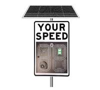 SgyGlyn Panneau de signalisation Radar Solaire, Panneau de limitation de Vitesse à Del, Affichage Radar en Aluminium, Panneau d'avertissement Routier White-20 x27