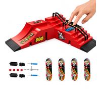 SGZIOO 2 Pièces Finger Skate Rampe Set, Finger Skateboard Rampe avec 4 Mini Skate Doigt, Mini Skates Accessoires D'entraînement, Couleurs Aléatoires