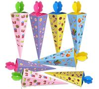 SGZIOO 24 Pièces Schultüte, 17CM Sacs à Sucre Pliables, Surprise DIY Sac à Sucre Pliable pour Le Premier Jour d'École Sac d'École pour Frères Et Sœurs
