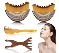 SGZIOO 4 Pièces Brosse Lymphatique Visage, Brosse de Contour pour le Visage Avec Peigne de Massage, Pierre Gua Sha, pour s'Applique Au Visage, à La Sculpture du Menton et de la Mâchoire
