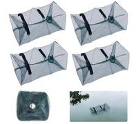 SGZIOO 4 Pièces Piège à Poisson Pliable, 45x21x21cm Nasse a Poisson Peche, Poisson Pliant Appât Rectangulaires, Filet de Pêche Portable, Piège À Filet De Pêche pour Écrevisses, Homard, Crabe