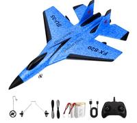 SGZIOO Avion radiocommandé SU35, 2 canaux, avec télécommande 2,4 GHz, lumière LED, FX620 RTF pour débutants, adultes, chargement USB, bleu