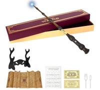 SGZIOO Baguette magique de 35 cm avec lumière, recharge USB, dans une boîte cadeau avec carte, carte de sort, carte de transport et porte-baguette magique, pour Halloween, carnaval, cosplay (A)