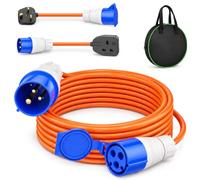 SGZIOO Câble de raccordement électrique pour caravane 10 m 240 V 16 A | Rallonge de câble étanche avec adaptateur et sac de transport pour caravane, camping-car, camping, jardin et extérieur