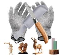 SGZIOO Couteau de Sculpture pour Enfants à Partir de 6 ans, Kit Sculpture Bois de Qualité Supérieure avec Gants Résistants aux Coupures pour Enfants