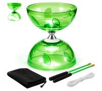 SGZIOO Diabolo LED Triple Roulement, Diablo, Jeu de jonglage avec 10 m de corde de rechange, 2 bâtons professionnels, sac filet, roulement à billes gratuit, jouet de cirque pour adulte, débutant
