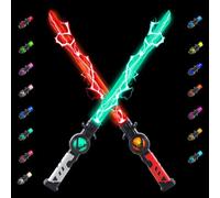 SGZIOO Lot de 2 sabres laser pour enfants, avec 15 couleurs et son 3D, charge USB-C, sabre laser rétractable, 2 en 1, pour cosplay War Fighters, Halloween Dress Up