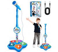 SGZIOO Microphone et support pour enfants, support de microphone réglable | Ensemble microphone et support pour enfants avec lumières de scène clignotantes, support et microphone pour fête d'enfants