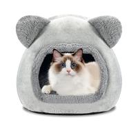 SGZIOO Niche pour chat, lavable, 40 cm, moelleuse, avec coussin amovible et dessous antidérapant, grotte chaude semi-fermée pour chats, lapins et autres petits animaux