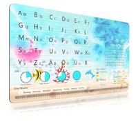 SGZIOO Sous-main pour enfant - Lavable - Motif monde marin - Avec ABC et heure - Pour l'école et la maison - 70 x 40 cm - Bleu - Monde marin