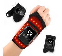 SGZIOO Support de poignet électrique chauffant sans fil avec 3 modes de chaleur et 3 modes de vibration, attelle de poignet à lumière rouge, masseur de main pour soulager le canal carpien, soulagement