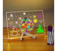 SGZIOO Tableau Lumineux LED, 30cmx20cm Tableau Lumineux Dessin Enfant avec 7 Stylos Néons, Essuyable Acrylique Tablette Lumineuse Dessin, Bloc-Notes, D'écriture, Mémo