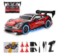 SGZIOO Voiture Télécommandée Drift 20km/h, 1:24 Voiture RC, 4WD Mini Voiture Télécommandée, Mini RC Car, 2,4 GHz, avec 4 Pneus et 4 Barrages de Route (Rouge)