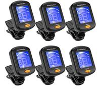 SH-07 Lot de 6 accordeurs de guitare à clipser pour guitare électrique acoustique, basse, ukulélé, violon, banjo (noir)