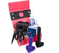 Sh! Godemichet double sangle : L (convient aux 42-44) Strapon Double Pleasure Set pour couples lesbiens : 2 godeaux, harnais, adaptateurs, lubrifiant et nettoyant