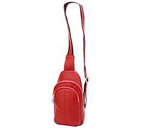 SH Leder Anita G545 Sac de poitrine unisexe en cuir véritable pour festival, voyage, taille moyenne, 16 x 29 cm, rouge, m