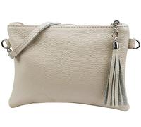SH Leder - Anny G248 - Sac à bandoulière - En cuir véritable - 22 x 15 cm, beige, Small