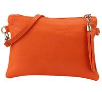 SH Leder - Anny G248 - Sac à bandoulière - En cuir véritable - 22 x 15 cm, Orange, Small
