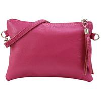 SH Leder - Anny G248 - Sac à bandoulière - En cuir véritable - 22 x 15 cm, Rose, Small