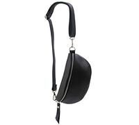 SH Leder ® Ava G292 Sac banane unisexe en cuir véritable - Petit sac bandoulière pour festivals, voyages - 23 x 12 cm, Noir , Small