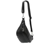 SH Leder ® Marie G528 - Sac banane en cuir véritable - Unisexe - Pour festival, voyage - Taille moyenne - 32 x 17 cm, Noir , 32 x 17 x 12 cm, Sac banane tendance