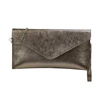 SH Leder Palma G299 Pochette à bandoulière en cuir véritable Sac de soirée en daim ou métallique 31,5 x 16,5 cm, bronze, s