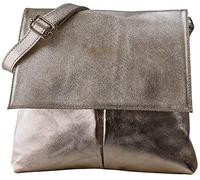 SH Leder - Sac à bandoulière en cuir véritable - Sac à épaule croisé - En cuir veau lisse - 26x25 cm - Kim G182, bronze métallique, m