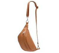 SH Leder ® Sac banane en cuir véritable pour femme, homme, unisexe - Petit sac de hanche pour festival, voyage - Sac à bandoulière moyen - 32 x 17 cm - Marie G528, Cognac clair., m