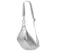 SH Leder ® Sac banane en cuir véritable pour femme, homme, unisexe - Petit sac de hanche pour festival, voyage - Sac à bandoulière moyen - 32 x 17 cm - Marie G528, argenté, m
