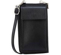 SH Leder Sarah G339 Sac à bandoulière multifonction en cuir véritable réglable pour téléphone portable jusqu'à 6,5" 11,50 x 19 cm, Noir , s