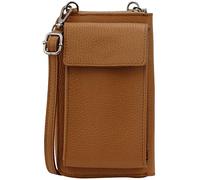 SH Leder Sarah G339 Sac à bandoulière multifonction en cuir véritable réglable pour téléphone portable jusqu'à 6,5" 11,50 x 19 cm, cognac, S