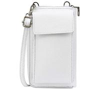 SH Leder Sarah G339 Sac à bandoulière multifonction en cuir véritable réglable pour téléphone portable jusqu'à 6,5" 11,50 x 19 cm, Blanc., s