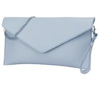 SH Leder Saya G369 Sac à bandoulière élégant en cuir de vachette grainé avec chaîne de transport 31,5 x 16,5 cm, bleu clair, s